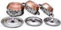 RBGIIT Copper Bottom Handi Set with Lid and Handle Kitchen Serving Cooking Pot Vessel Cookware Set (Stainless Steel, 6 - Piece)