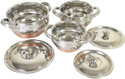 RBGIIT Copper Bottom Handi Set with Lid and Handle Kitchen Serving Cooking Pot Vessel Cookware Set (Stainless Steel, 6 - Piece)
