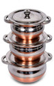 RBGIIT Copper Bottom Handi Set with Lid and Handle Kitchen Serving Cooking Pot Vessel Cookware Set (Stainless Steel, 6 - Piece)