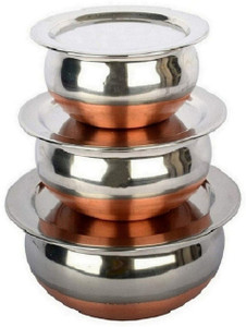 rbgiit copper bottom kitchen serving cooking bowl biryani rice handipotpatila cookware set stainless steel 6 - piece