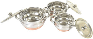 rbgiit copper bottom kitchen serving cooking bowl biryani rice handipotpatila cookware set stainless steel 6 - piece