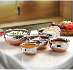 rbgiit copper bottom kitchen serving cooking bowl biryani rice handipotpatila cookware set stainless steel 5 - piece