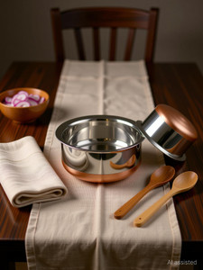 rbgiit copper bottom kitchen serving cooking bowl biryani rice handipotpatila cookware set stainless steel 10 - piece