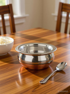 rbgiit copper bottom kitchen serving cooking bowl biryani rice handipotpatila cookware set stainless steel 8 - piece