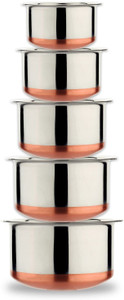 rbgiit copper bottom kitchen serving cooking bowl biryani rice handipotpatila cookware set stainless steel 10 - piece