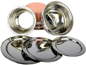 rbgiit copper bottom kitchen serving cooking bowl biryani rice handipotpatila cookware set stainless steel 6 - piece