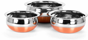 rbgiit copper bottom kitchen serving cooking bowl biryani rice handipotpatila cookware set stainless steel 3 - piece