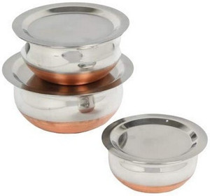 rbgiit copper bottom kitchen serving cooking bowl biryani rice handipotpatila cookware set stainless steel 6 - piece