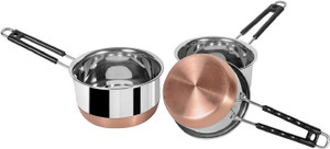 rbgiit copper bottom kitchen serving cooking bowl biryani rice handipotpatila flat pan 18 cm diameter 1 l 15 l 2 l capacity stainless steel