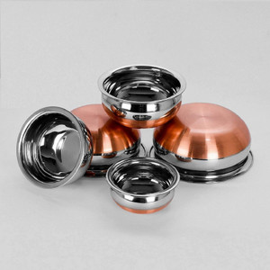 rbgiit copper bottom kitchen serving cooking bowl biryani rice handipotpatila cookware set stainless steel 5 - piece