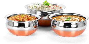 rbgiit copper bottom kitchen serving cooking bowl biryani rice handipotpatila cookware set stainless steel 3 - piece