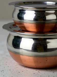 rbgiit copper bottom kitchen serving cooking bowl biryani rice handipotpatila cookware set stainless steel 10 - piece
