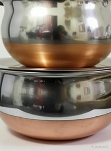 rbgiit copper bottom kitchen serving cooking bowl biryani rice handipotpatila cookware set stainless steel 6 - piece