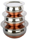 RBGIIT Copper Bottom Kitchen Serving Cooking Bowl biryani, rice Handi/Pot/Patila Cookware Set (Stainless Steel, 6 - Piece)