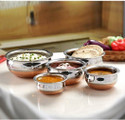 RBGIIT Copper Bottom Kitchen Serving Cooking Bowl biryani, rice Handi/Pot/Patila Cookware Set (Stainless Steel, 5 - Piece)