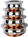 RBGIIT Copper Bottom Kitchen Serving Cooking Bowl biryani, rice Handi/Pot/Patila Cookware Set (Stainless Steel, 8 - Piece)