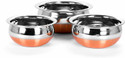 RBGIIT Copper Bottom Kitchen Serving Cooking Bowl biryani, rice Handi/Pot/Patila Cookware Set (Stainless Steel, 3 - Piece)