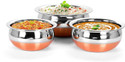 RBGIIT Copper Bottom Kitchen Serving Cooking Bowl biryani, rice Handi/Pot/Patila Cookware Set (Stainless Steel, 3 - Piece)