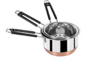 RBGIIT Copper Bottom Kitchen Serving Cooking Bowl biryani, rice Handi/Pot/Patila Cookware Set (Stainless Steel, 3 - Piece)
