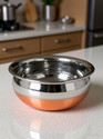RBGIIT Copper Bottom Kitchen Serving Cooking Bowl biryani, rice Handi/Pot/Patila Cookware Set (Stainless Steel, 3 - Piece)