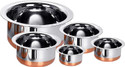 RBGIIT Copper Bottom Kitchen Serving Cooking Bowl biryani, rice Handi/Pot/Patila Cookware Set (Stainless Steel, 5 - Piece)