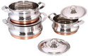 RBGIIT Copper Bottom Kitchen Serving Cooking Bowl biryani, rice Handi/Pot/Patila Cookware Set (Stainless Steel, 6 - Piece)