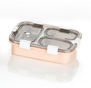 rbgiit durable stainless steel bento box with leakproof lid  dishwasher-safe design 3 containers stainless steel plastic silicone office lunch box