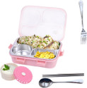 RBGIIT Durable Stainless Steel Bento Box with Breathable Vent and Spoon 1 Containers Stainless Steel, Plastic, Silicone Office Lunch Box