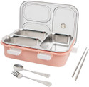 RBGIIT Ergonomic Stainless Steel Food Container with Compartments & Cutlery Set 3 Containers Stainless Steel, Plastic, Silicone Office Lunch Box