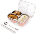 RBGIIT Heavy-Duty Stainless Steel Lunch Box with Locking Clips & Eco-Friendly Design 3 Containers Stainless Steel Office Lunch Box