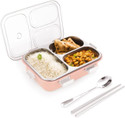 RBGIIT Insulated Stainless Steel Lunch Box with BPA-Free Food Trays & Locking Clips 3 Containers Stainless Steel, Plastic, Silicone Office Lunch Box