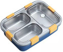 RBGIIT Leakage Proof Stainless Steel 3 Compartment Lunch Box 3 Containers Stainless Steel Office Lunch Box