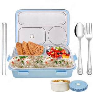 rbgiit leakproof bento lunch box with inner steel compartments and vent lid 1 containers stainless steel plastic silicone office lunch box