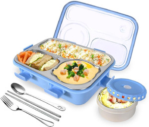 rbgiit leakproof bento lunch box with inner steel compartments and vent lid 1 containers stainless steel office lunch box