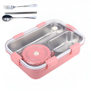 rbgiit leakproof bento lunch box with inner steel compartments and vent lid 1 containers stainless steel office lunch box