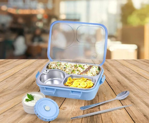 rbgiit leakproof detachable inner steel 3 compartments spoon chopstick small 3 containers stainless steel school lunch box