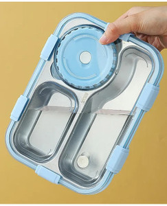 rbgiit leakproof detachable inner steel 3 compartments spoon chopstick small 3 containers stainless steel office lunch box