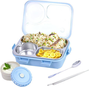 rbgiit leakproof detachable inner steel 3 compartments spoon chopstick small 1 containers stainless steel school lunch box