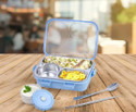 RBGIIT Leakproof Detachable Inner Steel 3 Compartments Spoon Chopstick Small 3 Containers Stainless Steel School Lunch Box