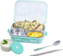 RBGIIT Leakproof Detachable Inner Steel 3 Compartments Spoon Chopstick Small 4 Containers Stainless Steel School Lunch Box