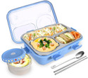 RBGIIT Leakproof Detachable Inner Steel 3 Compartments Spoon Chopstick Small 4 Containers Stainless Steel School Lunch Box