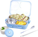 RBGIIT Leakproof Detachable Inner Steel 3 Compartments Spoon Chopstick Small 1 Containers Stainless Steel School Lunch Box