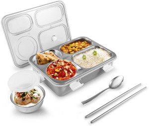 rbgiit lunch box 4 compartment leak-proof bpa free stainless steel 4 containers stainless steel office lunch box