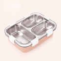 RBGIIT Microwave-Safe & Leakproof Steel Lunch Box with Vent Hole & Multiple Sections 3 Containers Stainless Steel, Plastic, Silicone Office Lunch Box