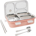 RBGIIT Multipurpose Steel Lunch Box for Office, School & Travel with Sealed Lid Cutlery 3 Containers Stainless Steel, Plastic, Silicone Office Lunch Box