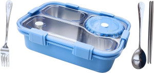 rbgiit portable bento box with inner steel tray cutlery and sealed lid 1 containers stainless steel office lunch box