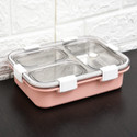 RBGIIT Reusable Stainless Steel Bento Box with Secure Locks & Multi-Use Food Trays 3 Containers Stainless Steel, Plastic, Silicone Office Lunch Box