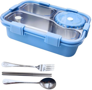rbgiit stainless steel bento lunch box with sealed lid and cutlery set 1 containers stainless steel office lunch box