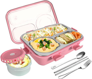rbgiit stainless steel bento lunch box with sealed lid and cutlery set 1 containers stainless steel plastic silicone office lunch box