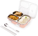 RBGIIT Stainless Steel Bento Lunch Box with Leakproof Lid, Cutlery Set & Compartments 3 Containers Stainless Steel Office Lunch Box